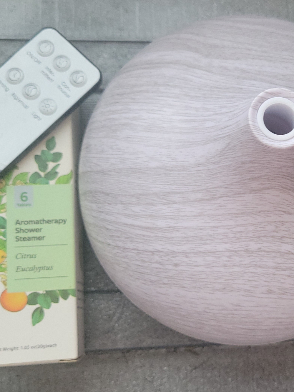 Aromatherapy Diffuser in Light Pink Woodgrain - Plus 2 Oils And Shower Steamers